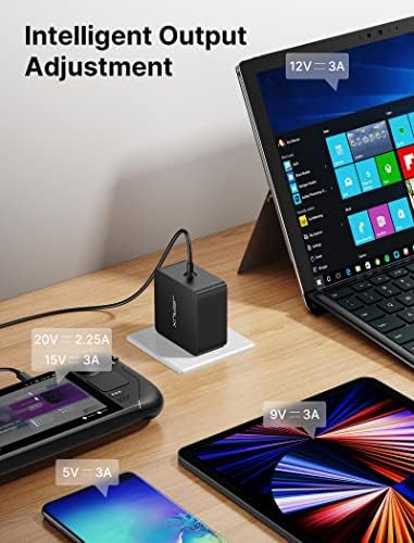 JSAUX 45 W USB C Charger with 5 FT PD 3.0 Cable – Ultimate Fast Charging Solution for Steam Deck, OLED Switch, Mac Book & More – Optimal Power Delivery for i Phone 16/15, Samsung Galaxy S25/S24/S23/S22, i Pad, Pixel Devices – Compact, Durable, and Universally Compatible Charging Accessory
