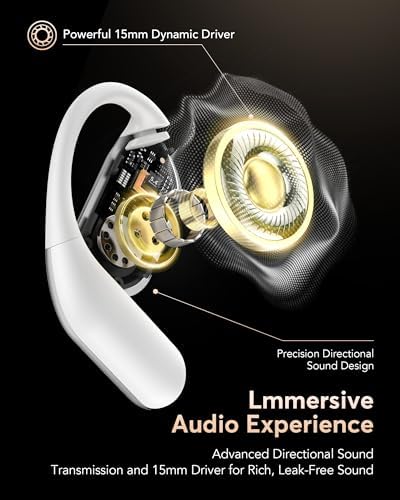 EUQQ Open-Ear Bluetooth Headphones – Innovative Bone Conduction Earbuds for Active Lifestyles, Lightweight and Ergonomic Over-the-Ear Design with Soft Silicone Comfort, Ideal for Running and Fitness, Stylish Silvery White Finish – Exceptional Wireless Connectivity & Rapid Audio Streaming