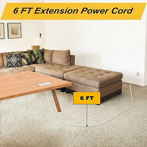 Recessed Power Grommet with Dual 20 W USB C Ports and 6 FT Extension Cord – Versatile Desk Power Socket with 2 AC Outlets for Seamless Integration into Cabinets, Drawers, or Nightstands – ETL Listed for Safety and Enhanced Charging Efficiency – Ideal for Organized Home Offices and Modern Living Spaces