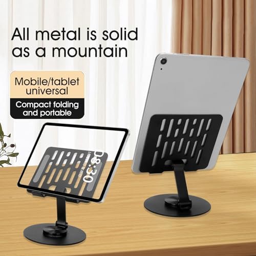 Versatile Adjustable Metal Tablet Stand – Foldable Height-Adjustable Holder for Tablets Up to 12 Inches, Perfect for i Pads and More – Sleek Black Finish for Ultimate Style and Stability in Any Workspace