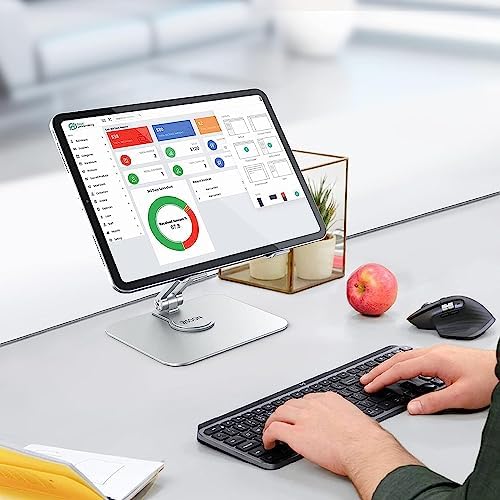 BSOON Adjustable i Pad Stand – Versatile Tablet Holder for i Pad Pro, Air, Mini & Samsung Tablets – Ergonomic Desktop Mount with Non-Slip Base for Enhanced Stability – Lightweight Silver Design for Home and Travel Convenience – Perfect for Streaming, Video Calls, and Hands-Free Use