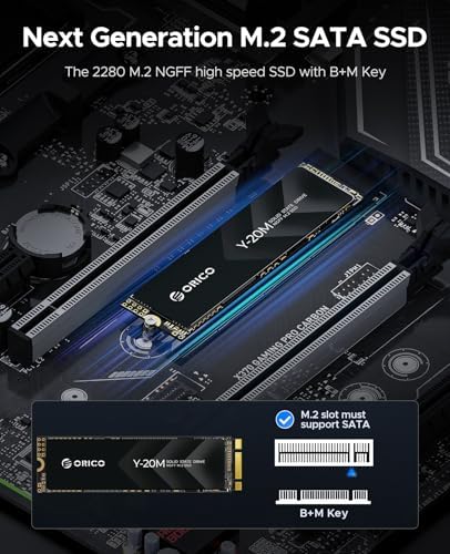 Elevate Your Computing with ORICO 1 TB M.2 2280 SATA SSD – High-Speed Internal Solid State Drive for Desktop and Laptop Upgrades, Featuring B+M Key for Universal Compatibility, 6 Gbps Data Transfer Rate, Low Power Consumption for Extended Battery Life, Perfect for Gamers and Professionals – Unleash Exceptional Performance and Reliability Today!