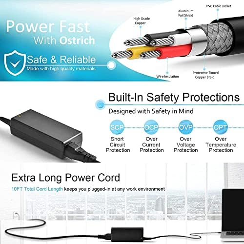 High-Speed 45 W USB-C Charger for HP, Dell, Lenovo, Acer, Asus, Samsung, and Sony Laptops – Versatile AC Adapter with Enhanced Compatibility for HP Spectre X360, Dell Latitude, and More – Reliable Power Supply for Fast Charging and Optimal Performance