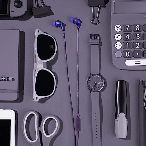 Panasonic Ergo Fit Wired Earbuds with Microphone – Superior Sound Quality with Ergonomic Comfort, Universal 3.5 mm Jack Earphones for Phones and Laptops in Stylish Metallic Purple – Custom-Fit Earpieces (S/M/L) for Optimal Audio Experience and Hands-Free Calls – RP-TCM125-VA