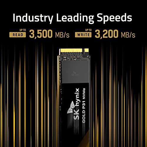 Elevate Your Gaming and Creative Workflows with the SK hynix Gold P31 500 GB PCIe NVMe Gen3 M.2 2280 SSD – Experience Blazing Speeds of Up to 3500 MB/s, Unmatched Reliability with 128-Layer NAND Flash, and Effortless Compatibility for Laptops and Desktops – Your Ultimate Storage Upgrade Awaits