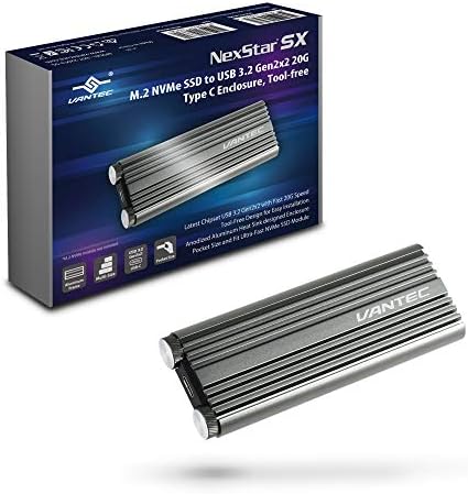 Transform Your M.2 NVMe SSD into a Lightning-Fast External Drive with the Vantec NST-220 C3-SG USB 3.2 Gen2 x2 20 G Type C Enclosure – Ideal for Professionals and Casual Users Alike, Featuring Tool-Free Setup, Durable Aluminum Design, and Unmatched 20 Gbps Speed for Seamless Data Transfers and Efficient File Management on the Go