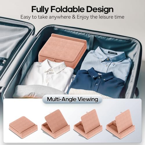 KDD Multifunctional Tablet Pillow Stand – Adjustable Foldable i Pad Holder for Bed, Lap, and Desk with Soft Pad Dock and Stylus Storage – Compatible with i Pad Pro (12.9, 10.5, 11), Air, Mini, Phones, and Books – Ultimate Comfort and Versatility for Hands-Free Use