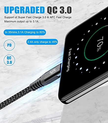 sweguard 3.1 A Fast Charging USB Type C Cable – 2 Pack 6.6 ft Nylon Braided Charger for Samsung Galaxy, LG, Moto, PS5 – Durable, Tangle-Free, High-Speed Data Sync – Ultimate Compatibility and Convenience in Pink