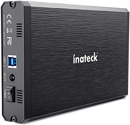 Inateck RGB 3.5-Inch SATA Hard Drive Enclosure – USB 3.0 External Case for 2.5”/3.5” HDD & SSD with 20 TB Capacity Support, 12 V/2 A Power Adapter, and Versatile Expansion Ports – Ideal for Gamers and Tech Enthusiasts – Enhance Data Management with Stylish RGB Lighting