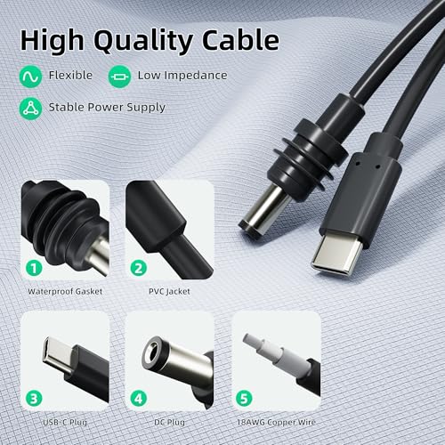 Starlink Mini USB C Cable 10FT with LED Indicator Light, 100W+ PD Source Starlink Mini USBC to DC Power Cable Cord 3m – Enhanced Compatibility and Speed