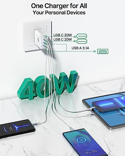 Aiminu 40 W 4-Port USB C Wall Charger Block 3-Pack – Efficient PD Fast Charging Solution for i Phone 15/14/13/12/11/Pro Max, i Pad & Android Devices – Ideal for Home, Travel, and Multi-Device Power Needs