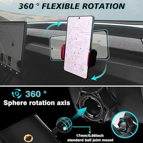 Tesla Model Y & Model 3 Mag Safe-Compatible Dashboard Phone Holder – 360° Adjustable Cradle for All Smartphones & Tablets – Secure 1/4 Screw Mount for Ultimate Safety and Accessibility – Essential EV Accessory for Hands-Free Navigation and Optimal Driving Experience