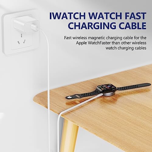 Premium 5 W Fast Charging USB C Cable for Apple Watch – 6 ft Magnetic Charger, MFi Certified, Compatible with Series SE2/8/7 & All Sizes 38 mm to 45 mm – Reliable & Efficient Power Solution for On-the-Go Users