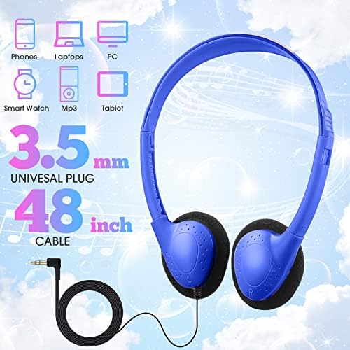 Chumia 50-Piece Classroom Over-Ear Headphones Set – Stylish Dark Blue Adjustable Earphones for Kids, Teens & Adults – Ideal for Enhancing Online Learning, Group Collaboration & Device Compatibility