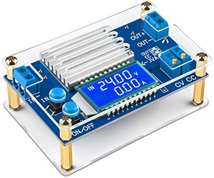 DROK Ultra-Adjustable DC Buck Converter – Precision Power Supply with 1.2 V-32 V Output and 12 A Capacity, Ideal for Solar Energy Systems, RV Applications, and Golf Cart Energy Management – LCD Display for Real-Time Voltage Monitoring and Dual Mode Operation