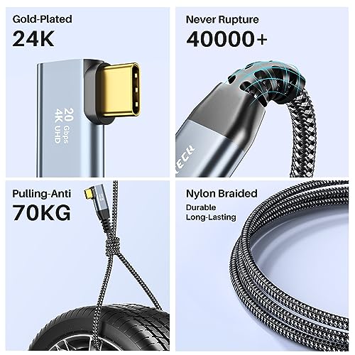 Long USB C Monitor Cable 10FT, 4K@60Hz Video Output 100W PD Charging, 20Gbps Data Transfer, Long USB C 3.2 Gen 2×2 Cable for MacBook, iPad, Dell, LG, ARZOPA, KYY for Portable Monitor – Enhanced Compatibility and Speed
