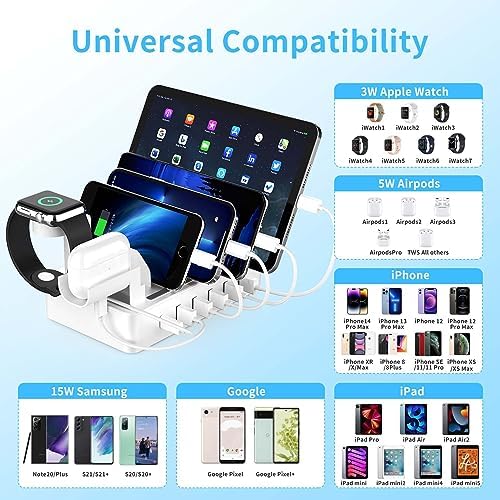 Ultimate 6-Port USB Charging Hub: High-Speed Dock for Streamlined Device Management – Rapid Charge Station for Smartphones, Earbuds, and Smartwatches – Chic Pure White Finish with Built-in Safety Features – Perfect Desktop Organizer for Enhanced Home and Office Productivity