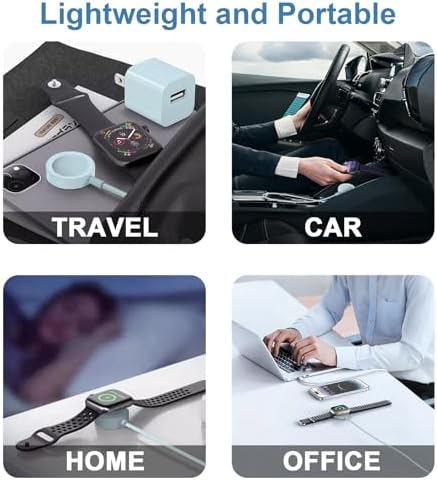 Chic 3.2 FT Wireless Fast Charger for Apple Watch – Effortless Charging Solution with Stylish Pink Design, Compatible with All Series 1-10, Includes Wall Plug for Ultimate Portability and Quick Power-Ups for Active Lifestyles