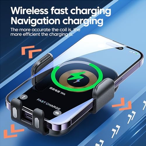 Redmaple 15 W Fast Wireless Car Charger with Auto-Clamping Phone Holder for Air Vent – Effortless Charging & Enhanced Compatibility for i Phone 14/13/12/11 Pro/XR/XS/X/8 – Streamlined Design for Hands-Free Navigation and Safety