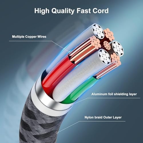 Essri 10 FT Nylon Braided i Phone Charger Cord 2-Pack – Fast Charging Lightning Cable for i Phone 14, 13, 12, 11, X, XS, XR, and 15 – Durable Blue 10 Foot Charging Solution for Ultimate Convenience and Style