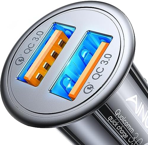 AINOPE 45 W Dual USB Fast Car Charger – Premium All-Metal Quick Charge Adapter for i Phone 11-16 & Samsung Galaxy S21-S24 – Ultra-Durable Design for Rapid On-the-Go Charging – Perfect for Daily Commutes and Long Road Trips