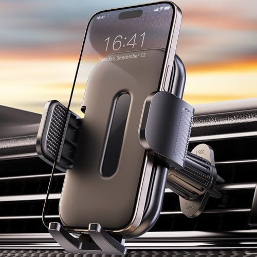 Revolutionary 360-Degree Car Phone Holder Mount with Sturdy Metal Hook Clip – Universal Hands-Free Air Vent Phone Accessory for i Phone 16/15/14/13/12/11 and All Smartphone Models – Easy Installation for Enhanced Driving Safety and Navigation Efficiency