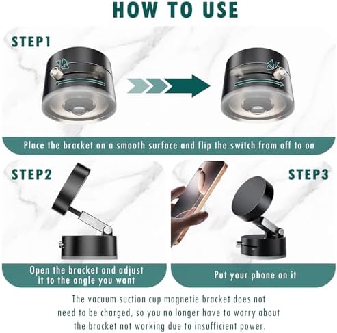 Innovative Magnetic Suction Cup Holder for Smartphones – Adjustable 360° Rotatable Phone Mount with Dual Vacuum & Magnetic Adsorption for Ultimate Stability – Secure & Convenient Driving Accessory for All Devices – Foldable Design for Easy Storage & Hands-Free Navigation