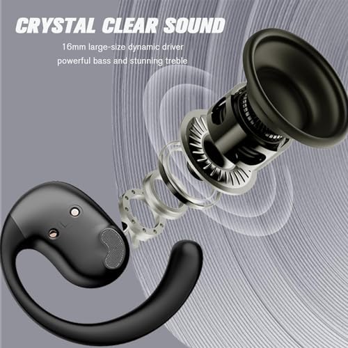 Transform Your Soundscape with Innovative Open Ear Wireless Bone Conduction Earbuds – Sweatproof Bluetooth Headphones for Active Lifestyles – Stay Engaged and Safe in Stylish Black Finish