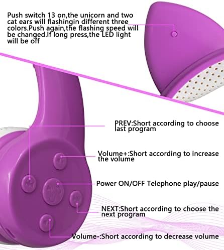 Enchanting Unicorn Wireless Headphones for Kids – Stylish Pink Foldable Design with Light-Up Features, Perfect for Tablets and Toddlers – Superior Sound Quality and Comfort for Magical Listening Adventures – Durable, Adjustable, Tangle-Free Fun for Every Little Girl