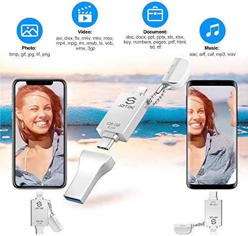 Revolutionize Your Data Management with the 128 GB JSL JDTDC MFi Certified i Phone Photo Stick – Versatile 3-in-1 USB Flash Drive for i Phone, i Pad, Android & PC with Lightning, USB-C & USB-A Connections – High-Speed, Compact Memory Solution for Effortless Backup and Seamless File Transfer