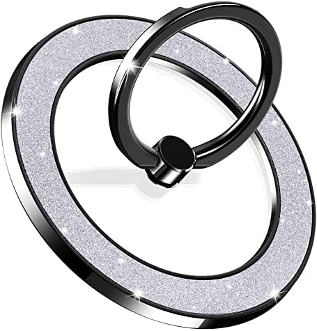 Stylish Glitter Magnetic Phone Ring Holder for Mag Safe – Enhanced Grip & Versatile Stand for i Phone and Android – 2024 Fashion Accessory with 360° Rotation & 180° Flip – Perfect Gift for All Ages
