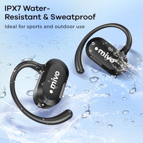 Mivo Open Ear Wireless Earbuds – Featherlight Comfort with 16.2 mm Dynamic Drivers, Advanced ENC Noise Cancellation & IPX7 Waterproof Rating for Fitness Enthusiasts, Effortless Device Pairing for Superior Audio Performance