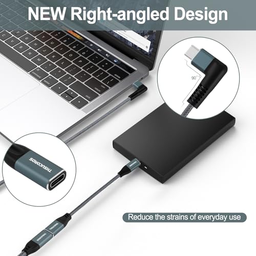 High-Performance 100 W USB C Extension Cable 0.3 FT – 2 Pack | 10 Gbps Right Angle Male to Female Adapter for Seamless Charging & Data Transfer | Compatible with Mac Book, i Pad Pro, Nintendo Switch & Steam Deck | Enhanced Durability & Versatile Connectivity Solutions
