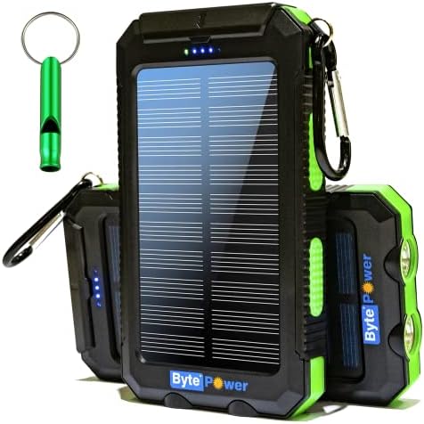 High-Capacity 20000 m Ah Solar Power Bank with Emergency Tools – Waterproof Portable Charger for Camping, Hiking & Outdoor Adventures with Carabiner, Compass, Whistle, and Dual USB Ports for Quick Charging