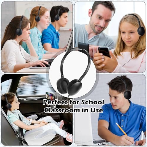 Bulk 24-Pack Kids Classroom Headphones – Durable Wired Earphones with Adjustable Headband for Enhanced Learning Environments (Black) – Ideal for Group Activities and Student Engagement