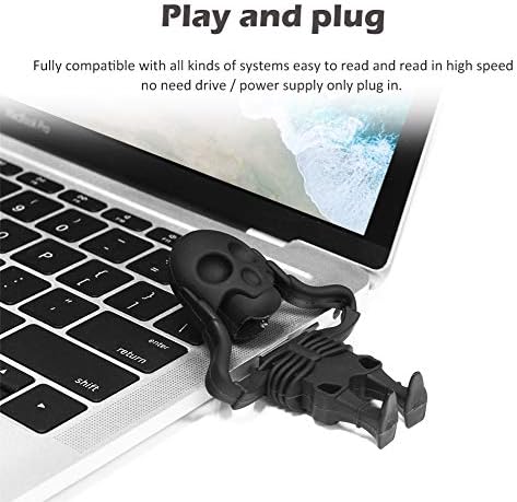 Skull Shaped 64 GB USB Flash Drive – Unique Personality Memory Stick for Stylish Data Storage | Borlter Clamp Cool USB 2.0 Thumb Drive Perfect for Gifts & Everyday Use | Durable, Portable & Compatible with All Devices