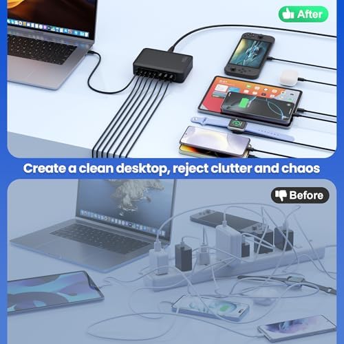 Revolutionize Your Charging Setup with the 415 W 8-Port USB C Fast Charging Hub – Dual PD 100 W for Laptops, i Phones, and More – Ga N IV Technology for Enhanced Efficiency and Universal Compatibility – Perfect for Home and Office Use