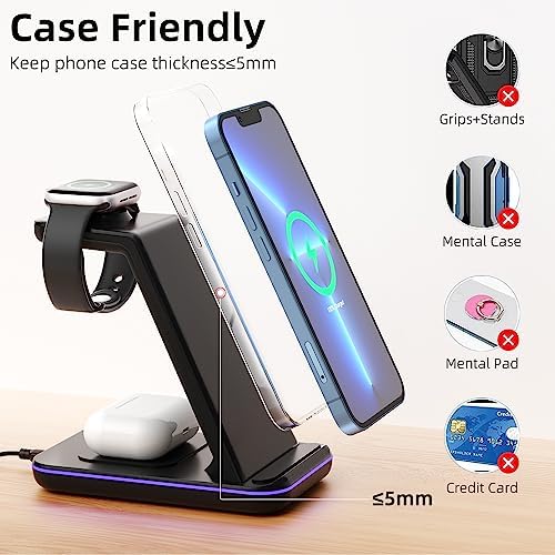 Ultimate 3-in-1 Wireless Charging Station for i Phone, Apple Watch, and Air Pods – Fast Charge with Ergonomic Design, Enhanced Compatibility, and Safety Features for Home, Office, and Travel Use