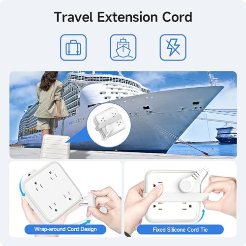 Maximize Connectivity with NTONPOWER 8-Outlet Flat Extension Cord & 3 USB Ports – 6 FT Wall-Mounted Power Strip for Home, Office, and Dorm Use – Space-Saving Design with Surge Protection and High-Speed Charging for All Your Devices