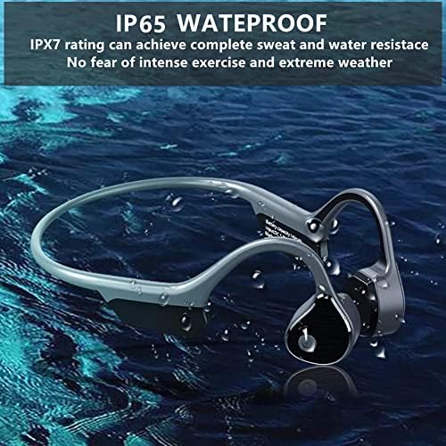 Revolutionary Open-Ear Bone Conduction Headphones – Wireless Bluetooth Sport Earbuds with IP68 Waterproof Shield, Integrated Microphone, and Night Visibility Feature for Enhanced Workout Performance – Perfect for Running, Gym Sessions, Hiking, and Cycling (Grey)