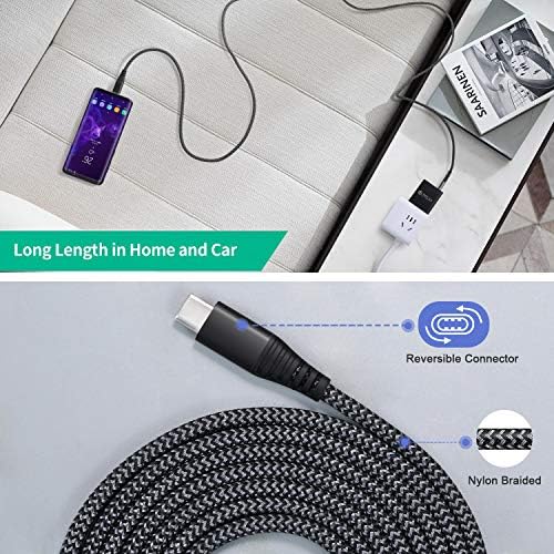 Ultra-Fast USB Charging Block 3.0 with 6 ft Braided Type C Cable – Dual Pack for Android & i Phone – Premium Compatibility for Samsung Galaxy S24/S23/S22 and i Phone 16/15 – Durable, Efficient Power Delivery for Home & Travel