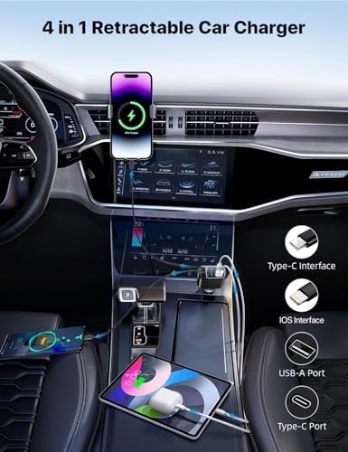 Revolutionize On-the-Go Charging with the 2025 Apples Approved Starlight 66 W Retractable Car Charger – Dual USB Ports & Cables for Rapid i Phone & Android Power, Sleek Design Enhancing Vehicle Aesthetics, Eliminates Clutter with Retractable Technology, Perfect for All Smartphone Models, Experience Unmatched Speed & Convenience During Every Journey