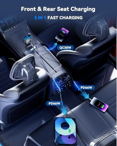 Ultimate 162 W 3-in-1 Retractable Car Charger for i Phone and Samsung – Super Fast Charging with 35.4-Inch Cable and Dual USB Ports for On-the-Go Power Connectivity – Essential Travel Accessory for Efficient Device Charging