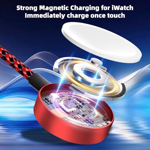 Ultimate 4-in-2 Multi-Device Travel Charging Cable – Dual USB-C & Lightning Connectors for Apple Watch and i Phone – 5 FT Length for Maximum Flexibility – Essential On-the-Go Power Solution – 2 Pack for Seamless Charging Anywhere – Experience Efficient Connectivity and Convenience