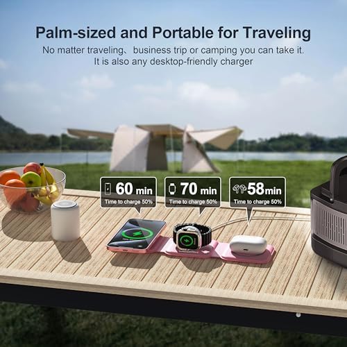 UCOMX Foldable 3-in-1 Wireless Charging Station: Ultimate Travel Charger for i Phone 12-16 Pro Max, Apple Watch Series 3-Ultra, and Air Pods Pro – Rapid Nano Technology for Fast, Safe Charging & Clutter-Free Convenience