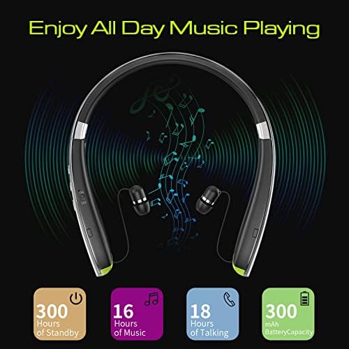 2024 Enhanced Neckband Bluetooth Headset: Retractable Earbuds with Advanced Noise Cancelling, Foldable Wireless Headphones for Sports & Office – Superior Audio Quality with Built-in Mic and Travel Case