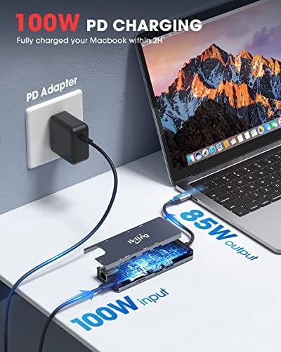 Transform Your Workflow with the Ikling 9-in-1 USB C Hub – Ultimate Multiport Adapter Featuring 4 K HDMI, VGA, Gigabit Ethernet, and 100 W Power Delivery for Mac Book Pro and Type-C Devices – Fast Data Transfer & Effortless Connectivity for Professionals and Students