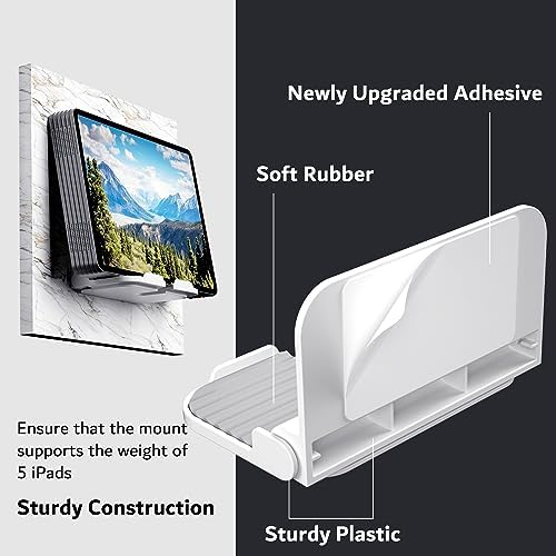 pzoz Wall Mount Cell Phone Holder for Outlet, Foldable Cellphone Stand for Mirror Bathroom Shelf Shower Bedroom Kitchen or Dorm Charging, Compatible with iPhone iPad or Tablet (White) – Enhanced Compatibility and Speed