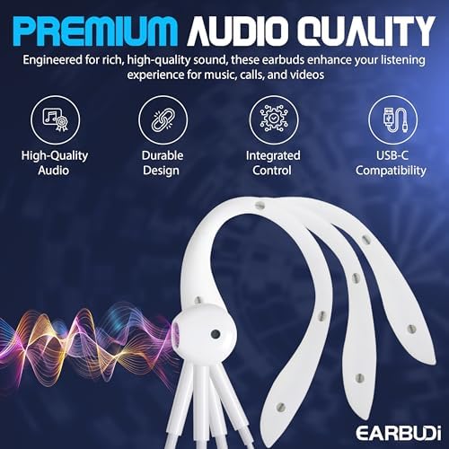 Customizable Bendable USB-C Wired Earbuds – Exceptional High-Fidelity Audio Quality, Tailored Comfort Fit, and Effortless Compatibility with USB-C Devices for Music Lovers and Gamers