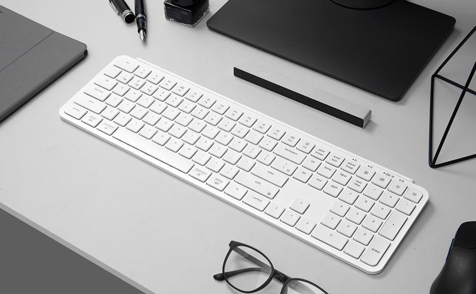 Keychron B6 Pro Ultra-Slim Wireless Keyboard – Triple-Mode Connectivity with Bluetooth 5.2, Lightweight Quiet Keys, Full Numeric Keypad for Enhanced Productivity on Mac & Windows – Sleek Space Gray Design for Modern Workspaces